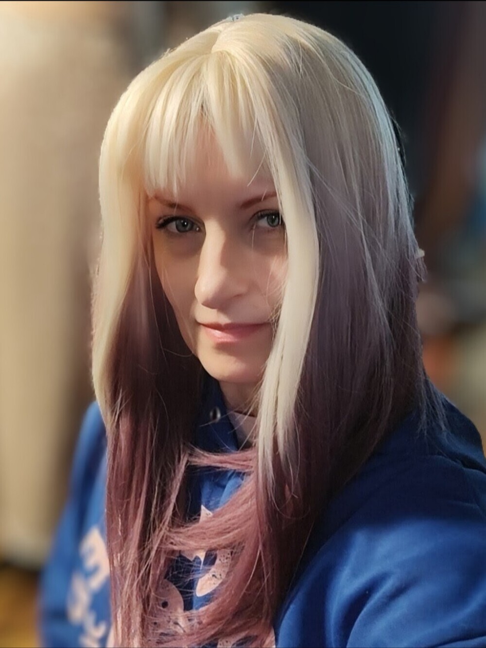 Blonde to Pastel Lavender Ombre Long Straight Women's Wig NWOT